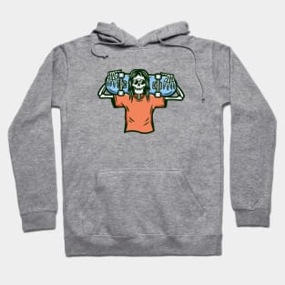 Skeleton Skater Bum Illustration Hoodie